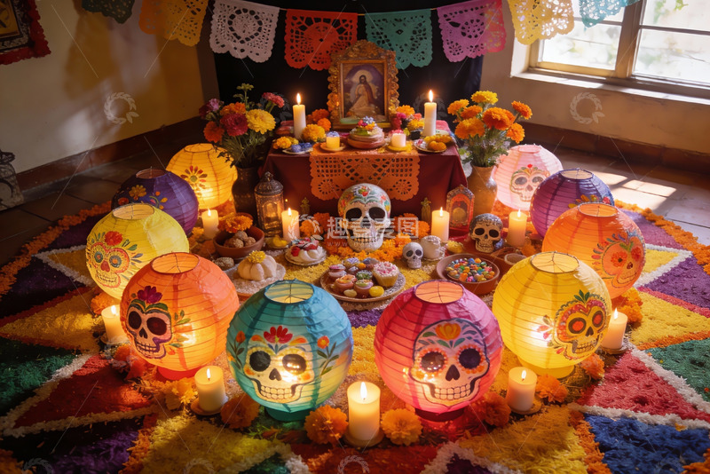 高清大图下载【趣麦麦图】色彩斑斓的亡灵节祭坛