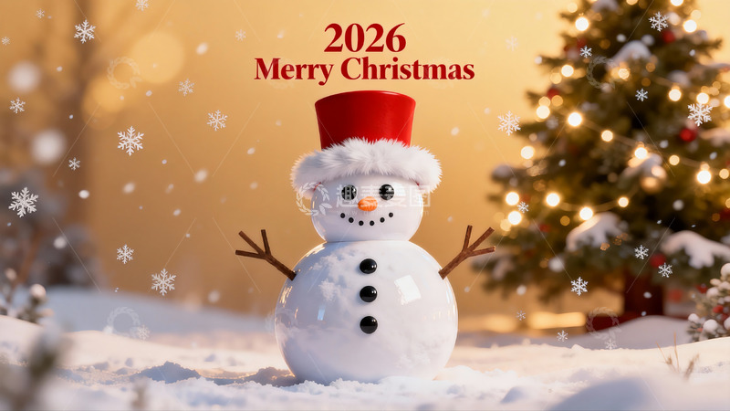 高清大图下载【趣麦麦图】雪人圣诞树共庆2026新年