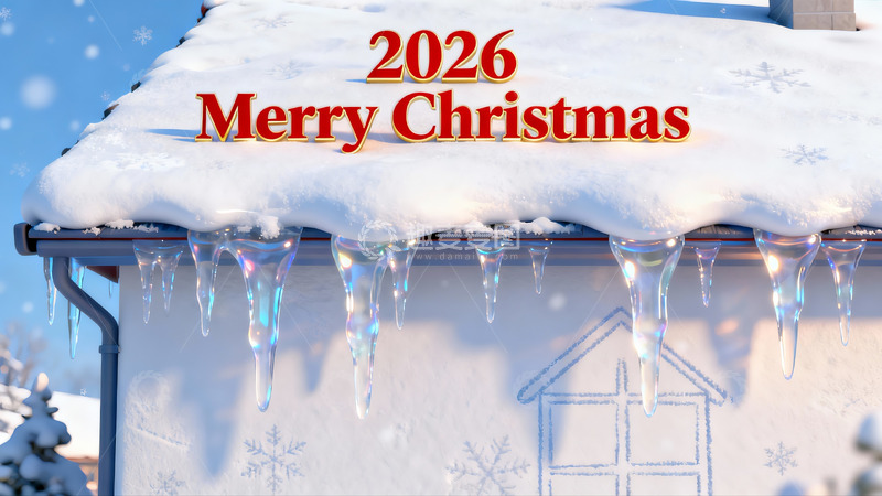 高清大图下载【趣麦麦图】雪顶冰挂圣诞祝福