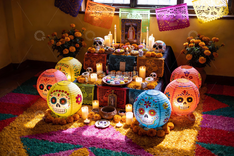 高清大图下载【趣麦麦图】色彩斑斓的亡灵节祭坛