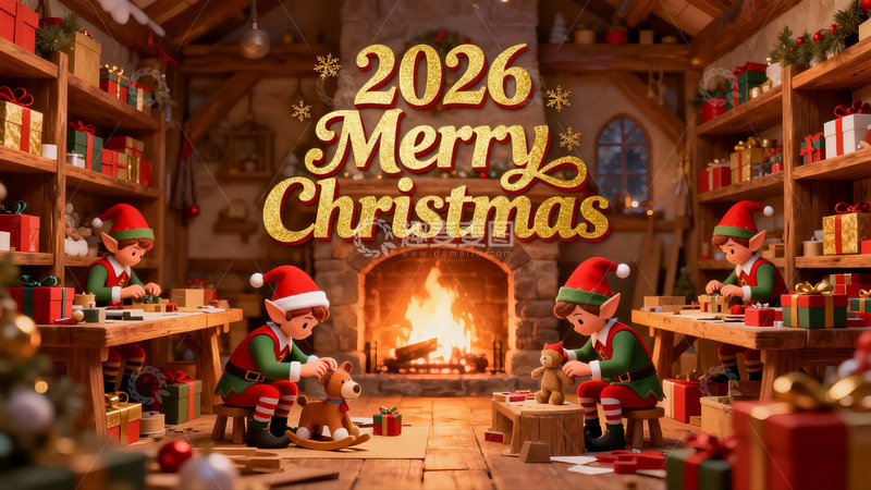 高清大图下载【趣麦麦图】圣诞精灵忙碌制作礼物场景