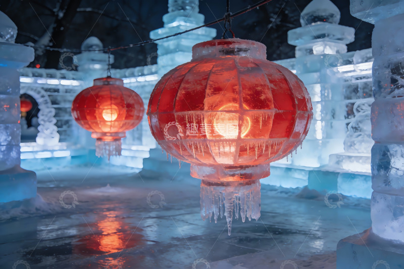 高清大图下载【趣麦麦图】冰灯笼夜景