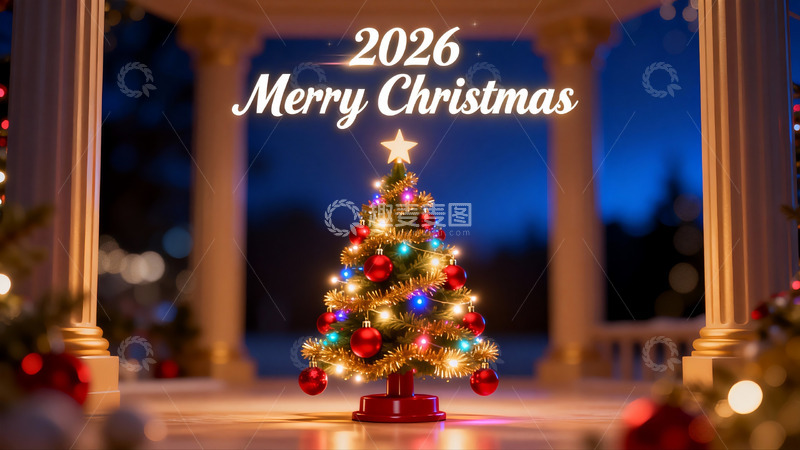 高清大图下载【趣麦麦图】圣诞树夜景装饰