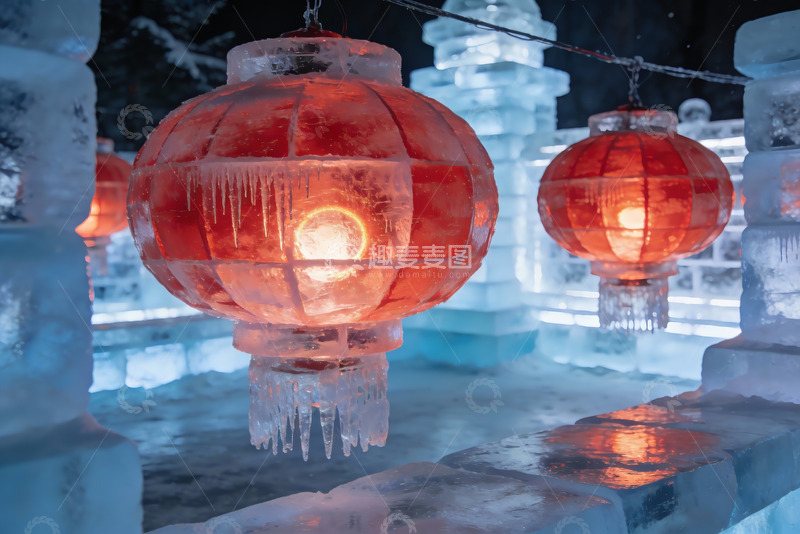 高清大图下载【趣麦麦图】冰灯笼夜景