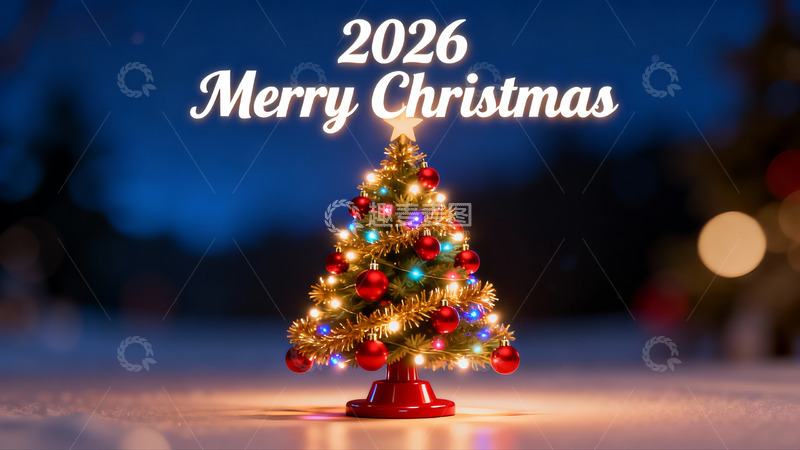 高清大图下载【趣麦麦图】2026圣诞树夜景装饰