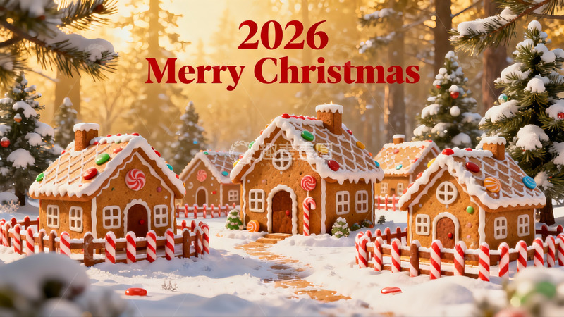 高清大图下载【趣麦麦图】圣诞姜饼屋雪景