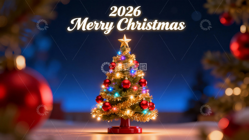 高清大图下载【趣麦麦图】圣诞树灯光闪烁节日氛围浓厚