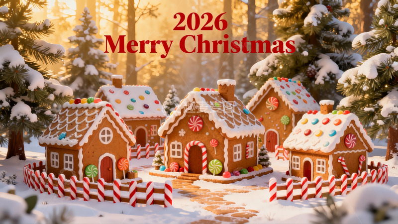 高清大图下载【趣麦麦图】圣诞姜饼屋雪景