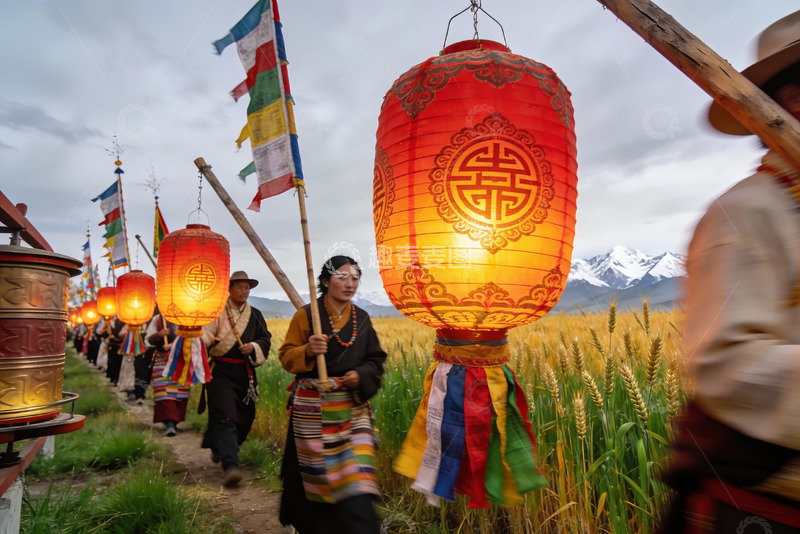 高清大图下载【趣麦麦图】藏族节日庆典行进队伍