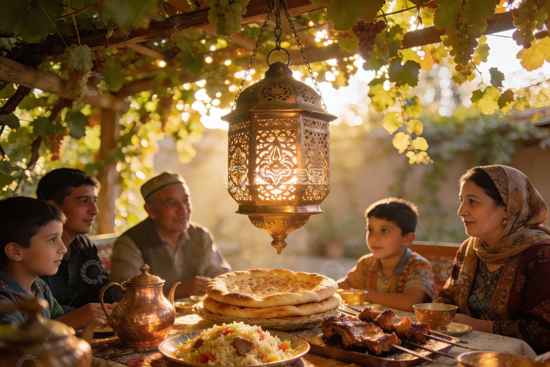 高清大图下载【趣麦麦图】庭院聚餐温馨场景