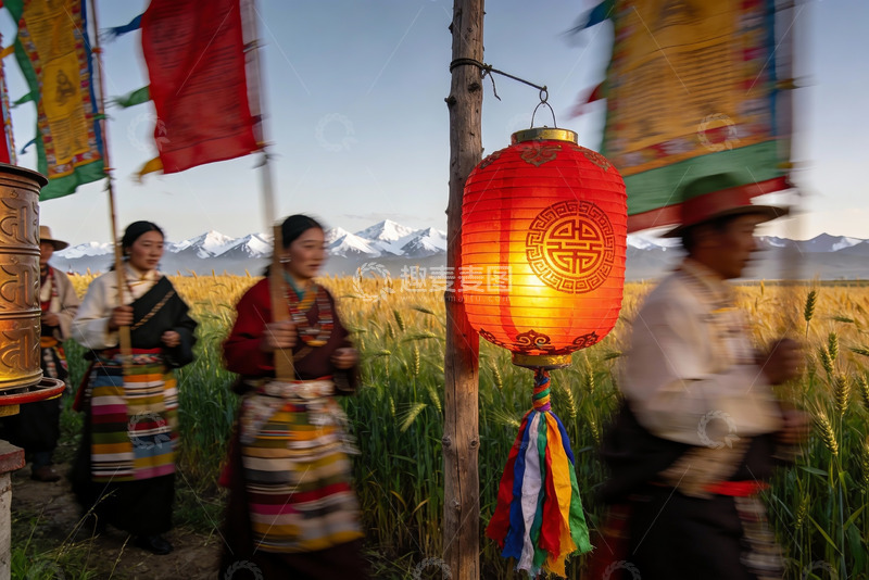 高清大图下载【趣麦麦图】藏族节日庆典田野风光