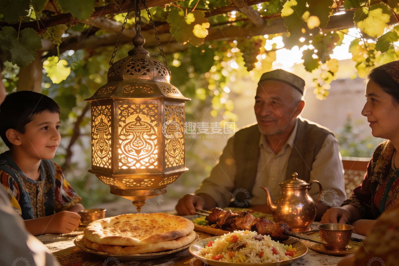 高清大图下载【趣麦麦图】庭院聚餐温馨场景