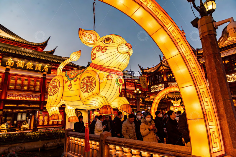 高清大图下载【趣麦麦图】夜景灯笼节热闹非凡