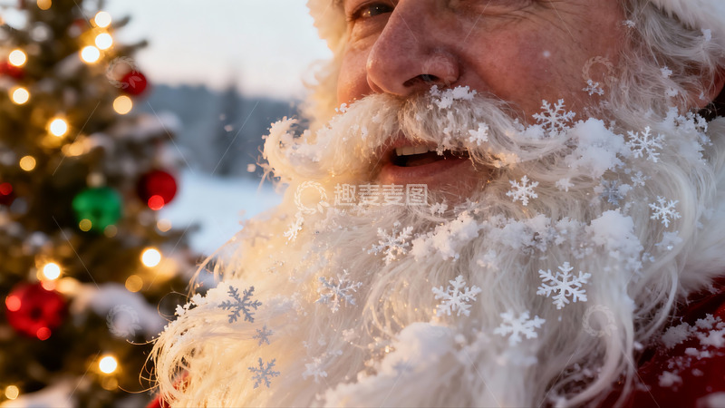 高清大图下载【趣麦麦图】圣诞老人雪中微笑