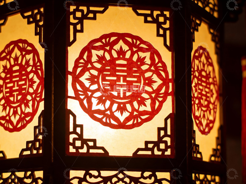 高清大图下载【趣麦麦图】中式剪纸灯笼细节特写
