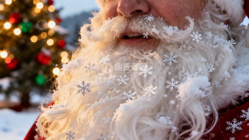 高清大图下载【趣麦麦图】圣诞老人胡须雪花特写