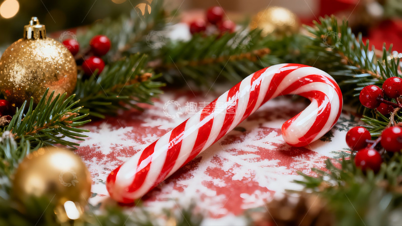 高清大图下载【趣麦麦图】圣诞糖果拐杖与节日装饰