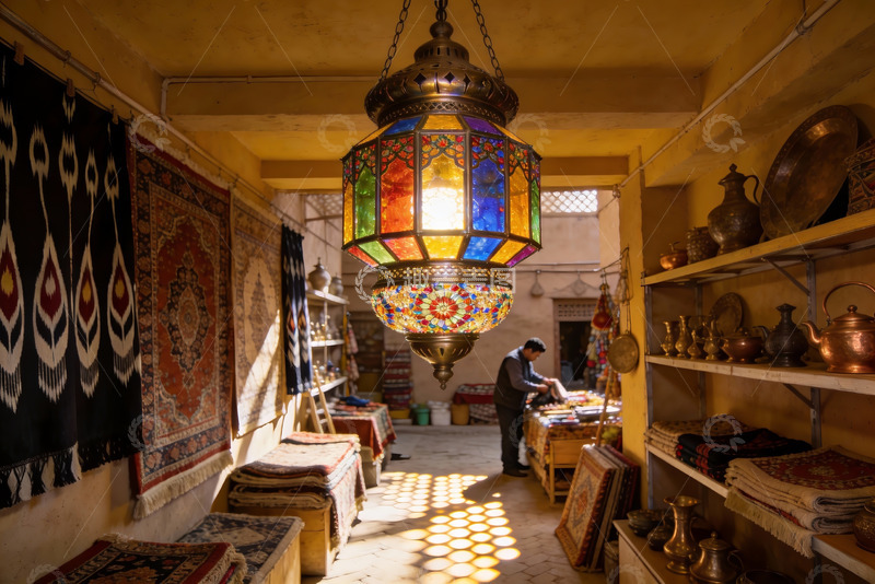 高清大图下载【趣麦麦图】异域风情店铺光影交错