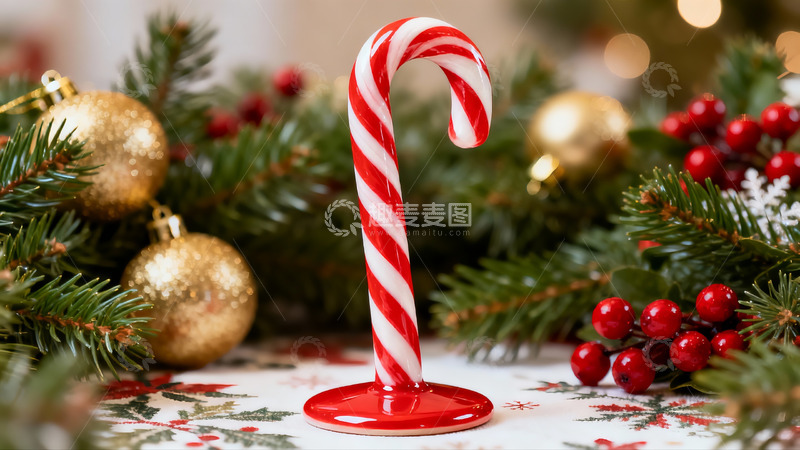 高清大图下载【趣麦麦图】圣诞拐杖糖与节日装饰