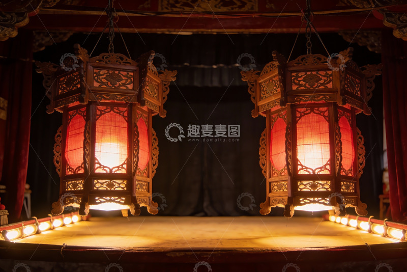 高清大图下载【趣麦麦图】古色古香舞台灯笼光影