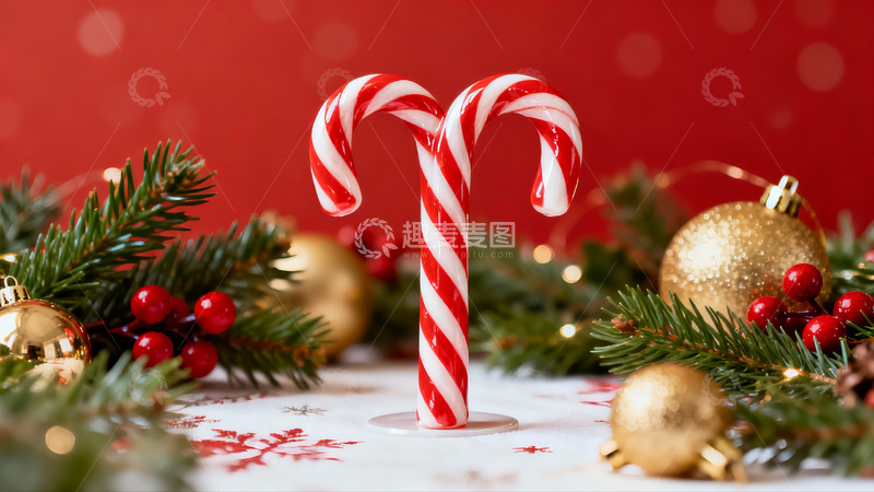 高清大图下载【趣麦麦图】圣诞糖果拐杖与节日装饰