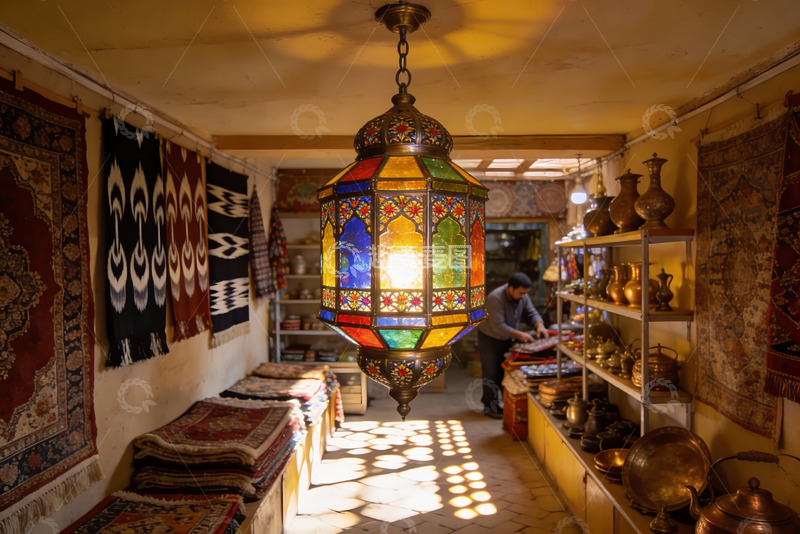 高清大图下载【趣麦麦图】异域风情店铺陈设与彩色吊灯