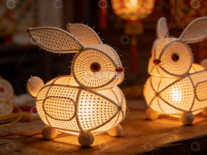 高清大图下载【趣麦麦图】手工编织兔子灯温暖光亮