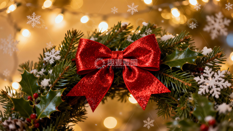 高清大图下载【趣麦麦图】圣诞花环装饰节日氛围浓厚