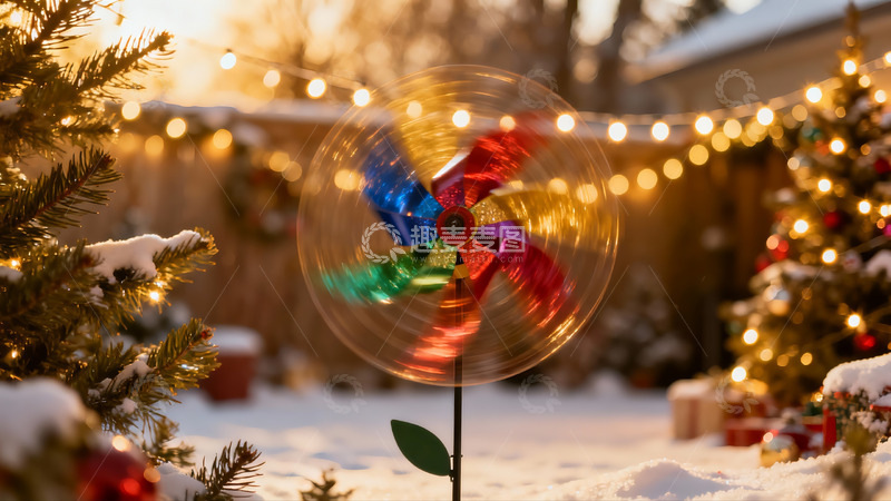 高清大图下载【趣麦麦图】雪地圣诞风车旋转