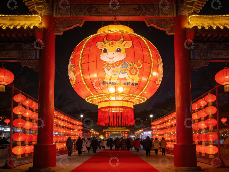 高清大图下载【趣麦麦图】夜游灯笼节人潮涌动