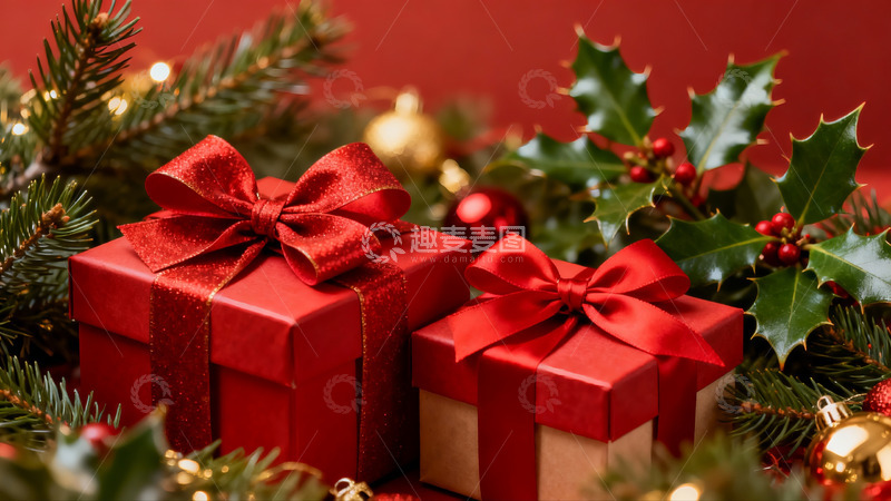 高清大图下载【趣麦麦图】圣诞礼物与节日装饰