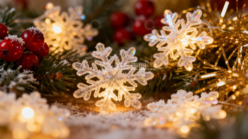 高清大图下载【趣麦麦图】圣诞装饰雪景温馨节日氛围