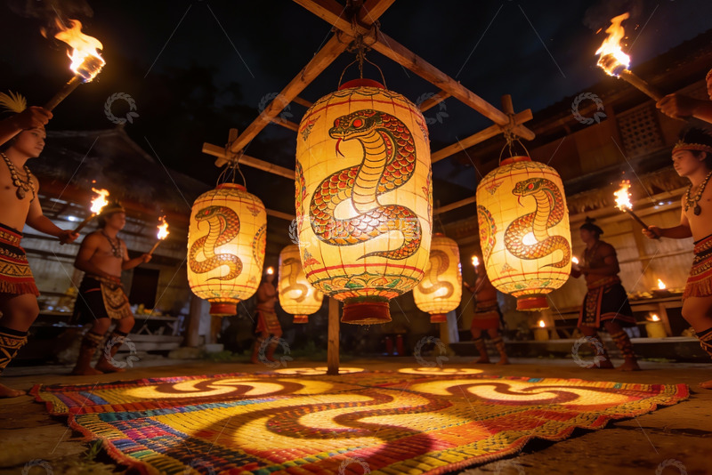 高清大图下载【趣麦麦图】蛇形灯笼夜祭表演