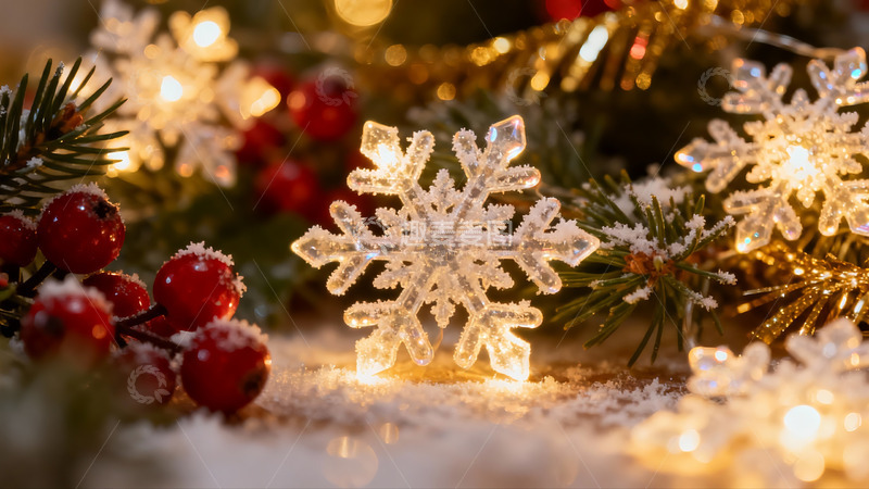 高清大图下载【趣麦麦图】圣诞雪景装饰温馨节日氛围