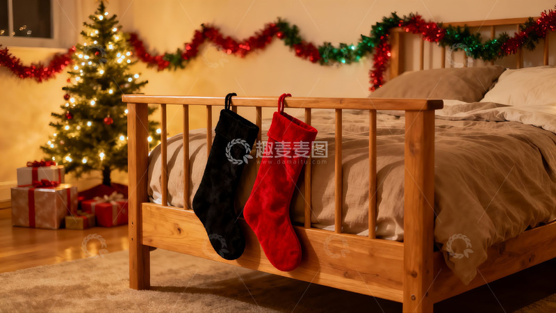 高清大图下载【趣麦麦图】圣诞卧室温馨场景
