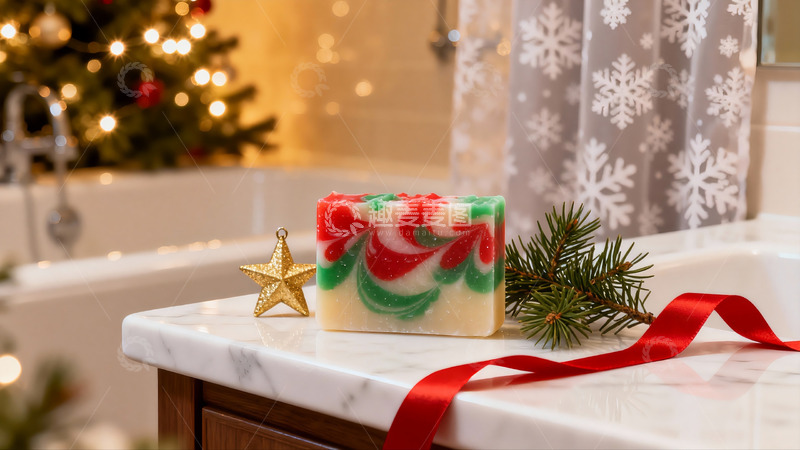 高清大图下载【趣麦麦图】圣诞香皂装饰浴室场景