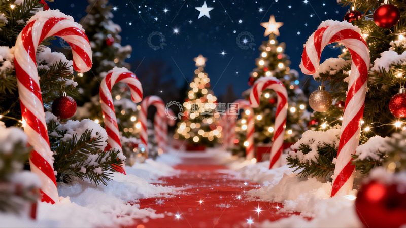 高清大图下载【趣麦麦图】圣诞夜雪景装饰