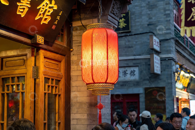 高清大图下载【趣麦麦图】古色古香街道夜景灯笼高挂