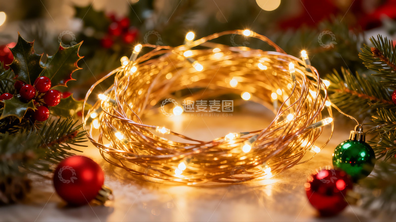 高清大图下载【趣麦麦图】圣诞灯饰与装饰球