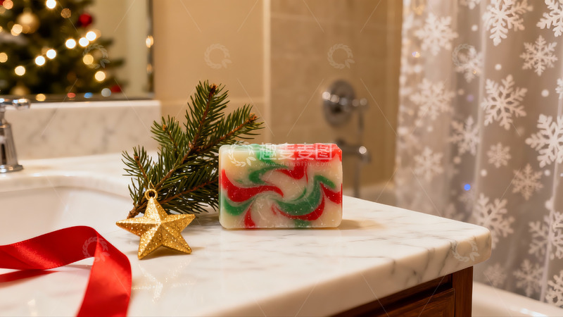 高清大图下载【趣麦麦图】浴室圣诞装饰与香皂
