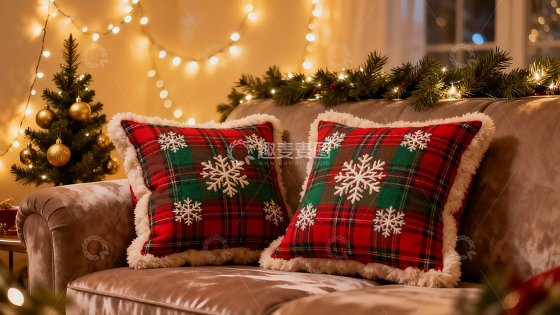 高清大图下载【趣麦麦图】圣诞装饰沙发场景温馨