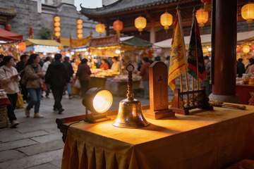 古街夜市灯火辉煌人来人往