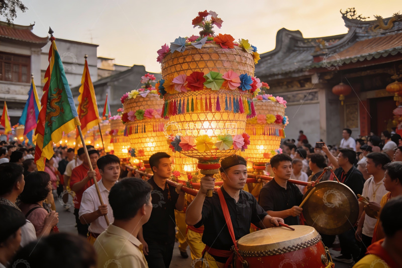 高清大图下载【趣麦麦图】传统节日庆典人群手持花灯