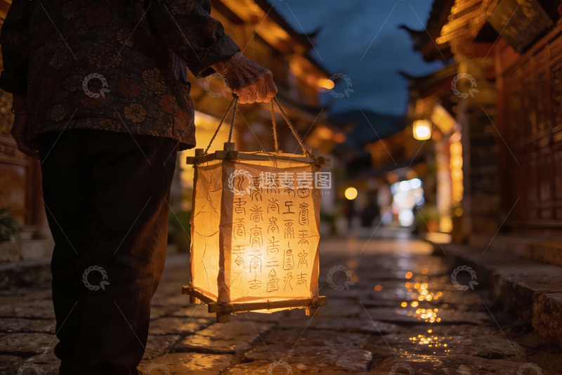 高清大图下载【趣麦麦图】古街夜行提灯笼
