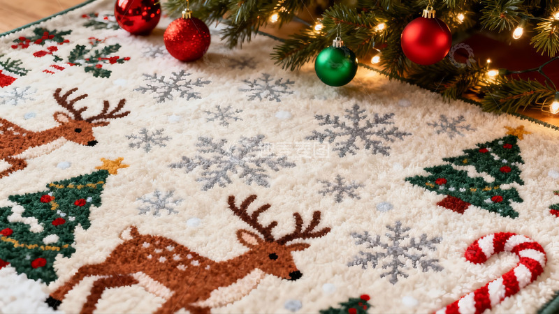 高清大图下载【趣麦麦图】圣诞地毯与装饰球
