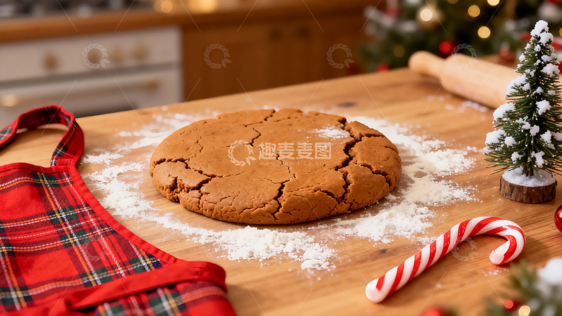 高清大图下载【趣麦麦图】厨房圣诞装饰与巨型饼干
