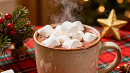热巧克力配棉花糖节日氛围