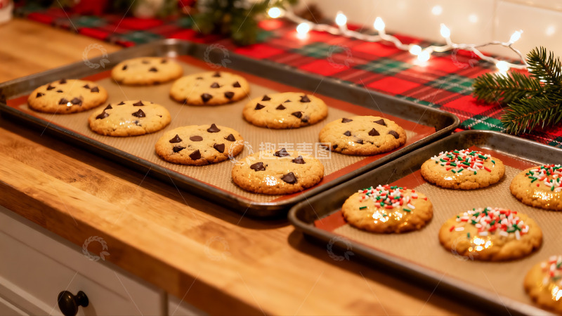 高清大图下载【趣麦麦图】节日厨房烘焙饼干摆台