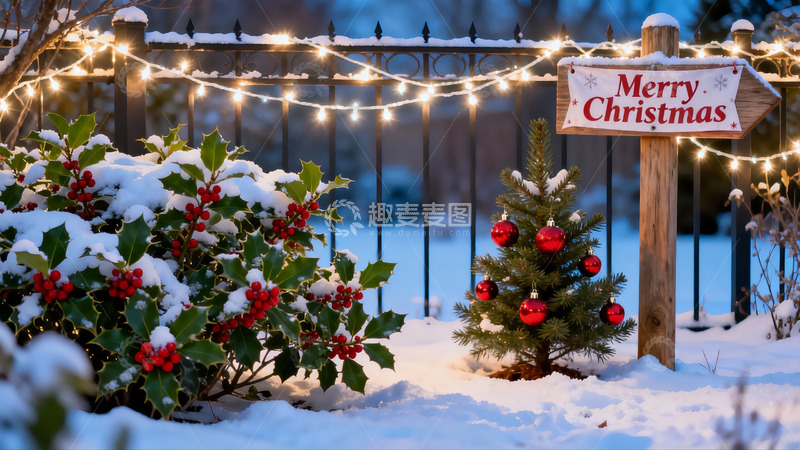 高清大图下载【趣麦麦图】雪地圣诞装饰节日氛围