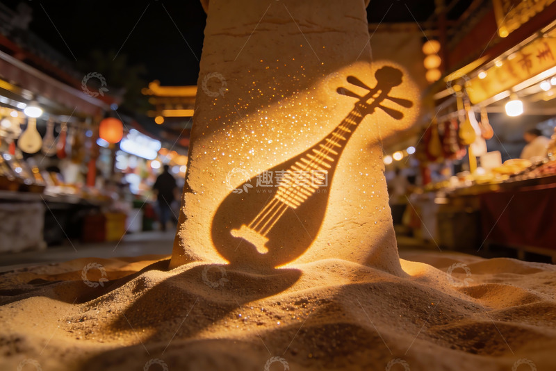 高清大图下载【趣麦麦图】夜市沙雕乐器光影艺术